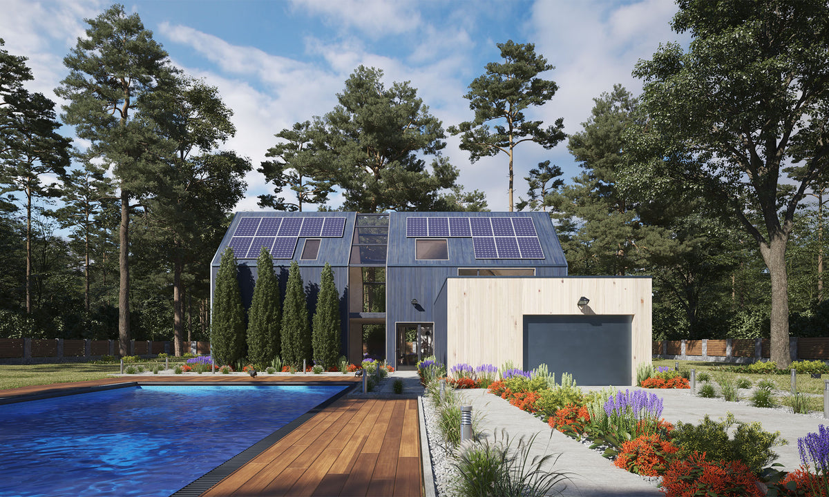 Roof with solar panels, from the Nectaria Solar gallery