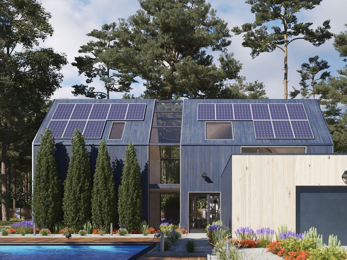 House with a PV system on the roof